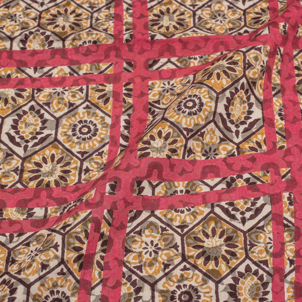 Cedar Colour  Unique Dabu With Screen Print Cotton Fabric