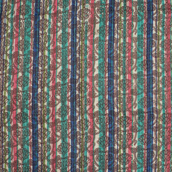 Multi Colour Unique Dabu With Screen Print Cotton Fabric