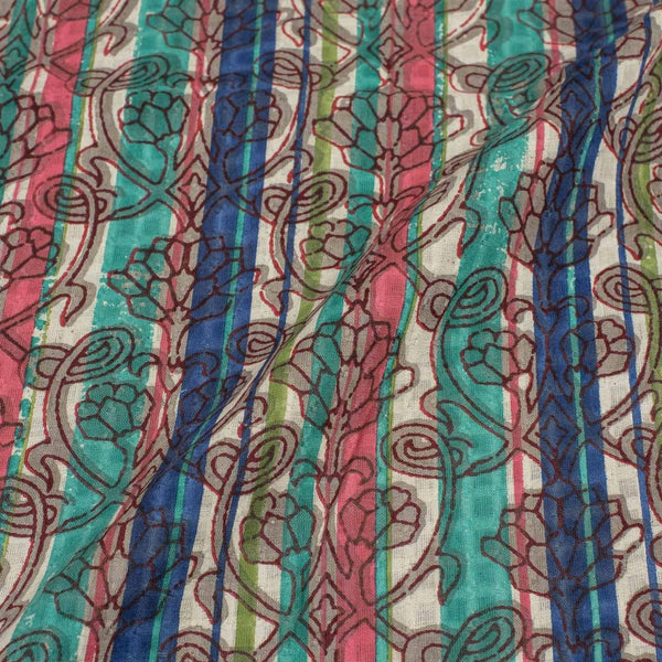 Multi Colour Unique Dabu With Screen Print Cotton Fabric