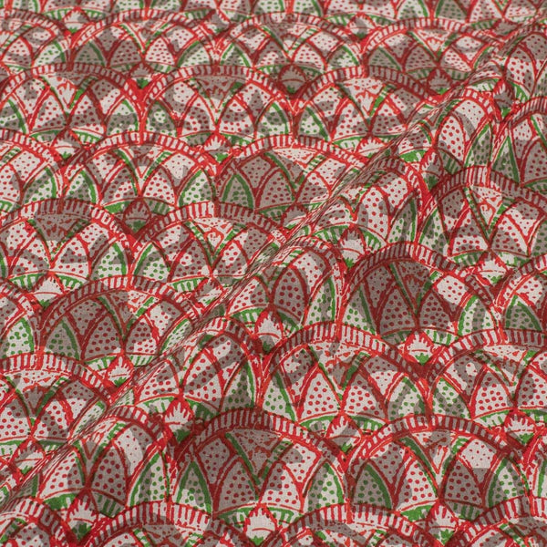 Off White Colour Unique Dabu With Screen Print Cotton Fabric