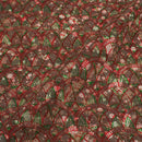 Brown Colour Unique Dabu With Screen Print Cotton Fabric