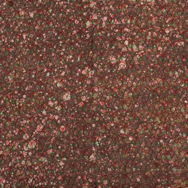 Brown Colour Unique Dabu With Screen Print Cotton Fabric