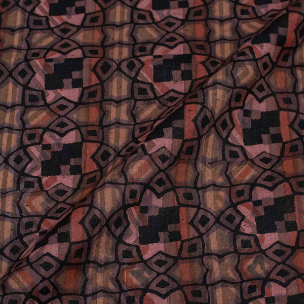 Black Colour Unique Dabu With Screen Print Cotton Fabric