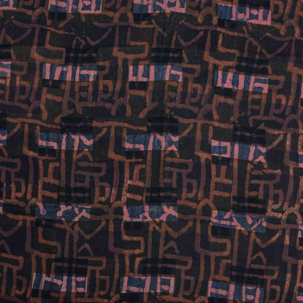 Black Colour Unique Dabu With Screen Print Cotton Fabric
