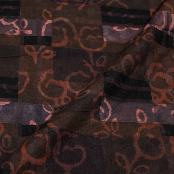 Black Colour Unique Dabu With Screen Print Cotton Fabric