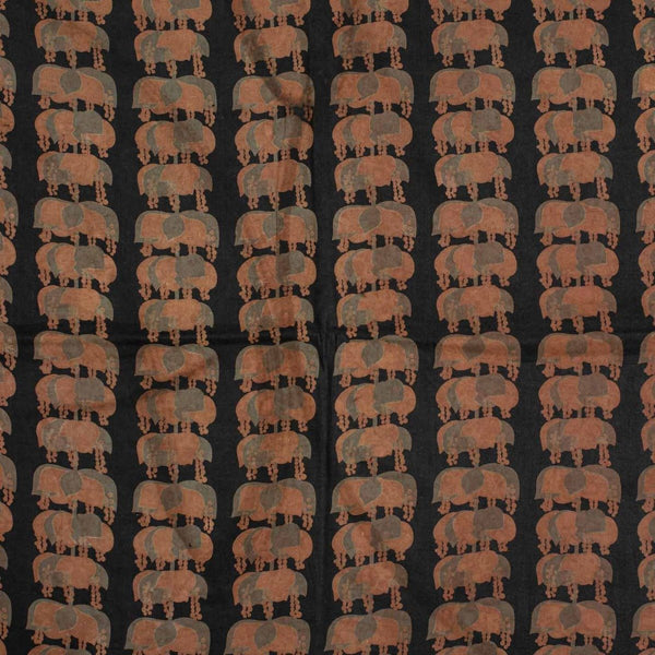 Black Colour Unique Dabu With Screen Print Cotton Fabric