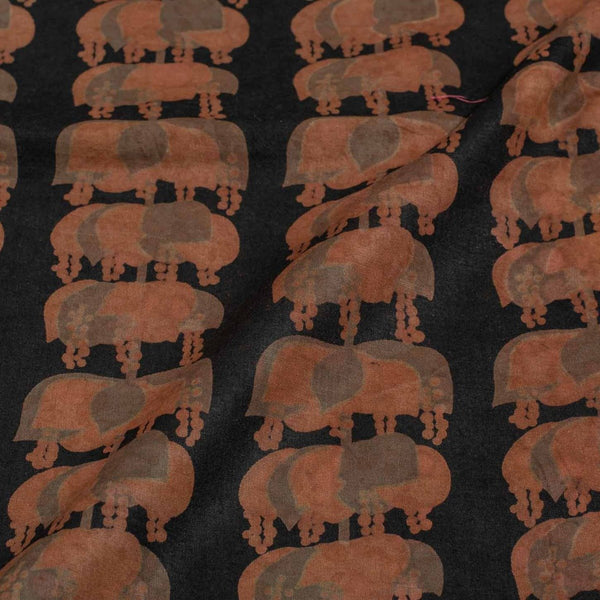 Black Colour Unique Dabu With Screen Print Cotton Fabric