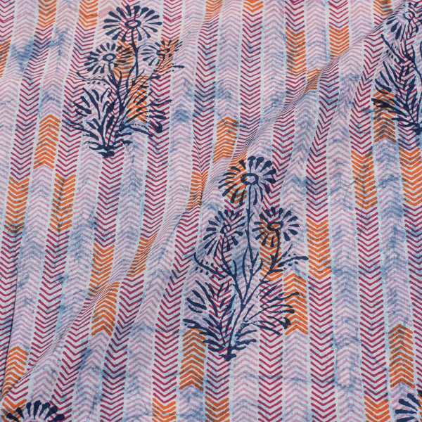 Light Pink Colour Unique Dabu With Screen Print Cotton Fabric