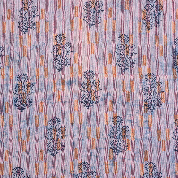 Light Pink Colour Unique Dabu With Screen Print Cotton Fabric