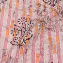 Light Peach Colour Unique Dabu With Screen Print Cotton Fabric
