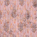 Light Peach Colour Unique Dabu With Screen Print Cotton Fabric