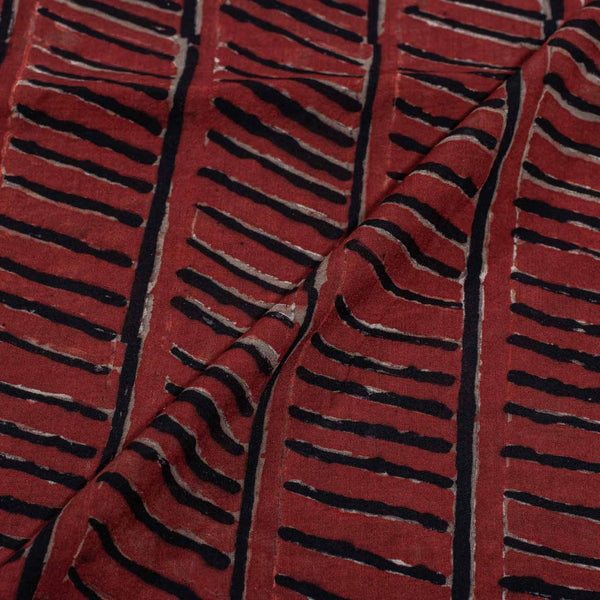 Maroon Colour Authentic Ajarakh Hand Block Print Modal x Modal Fabric