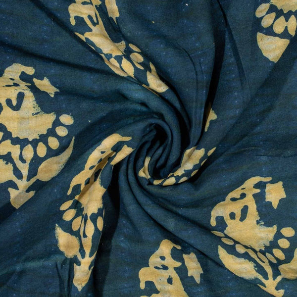 Teal Colour Authentic Ajarakh Hand Block Print Modal x Modal Fabric