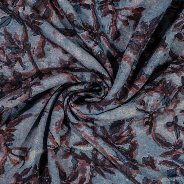 Grey Colour Authentic Ajarakh Hand Block Print Modal x Modal Fabric
