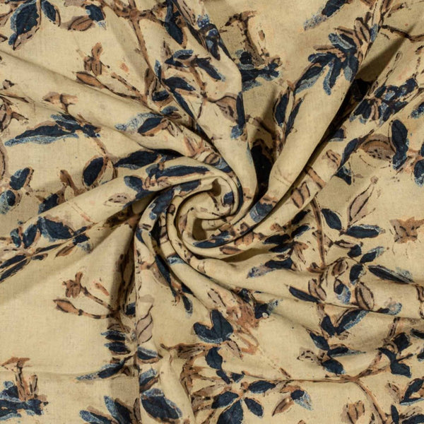 Off White Colour Authentic Ajarakh Hand Block Print Modal x Modal Fabric