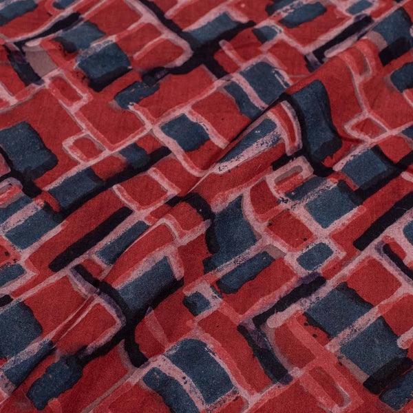 Maroon Colour Authentic Ajarakh Hand Block Print Modal x Modal Fabric