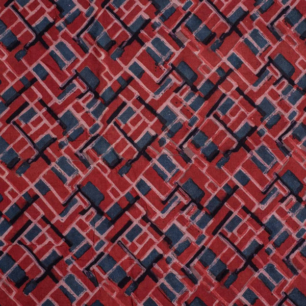 Maroon Colour Authentic Ajarakh Hand Block Print Modal x Modal Fabric