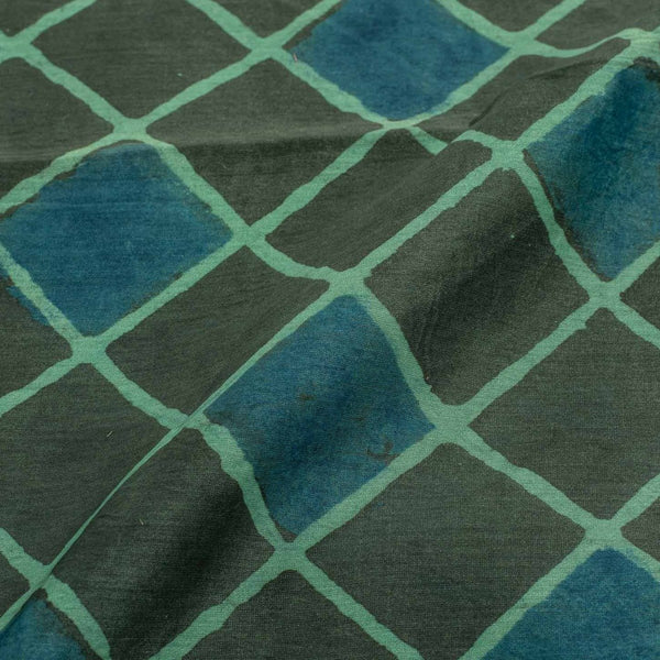 Charcoal Green Colour Shibori Mono Chanderi Fabric Pre Cut Of 2.25 Meter Width 40 inch