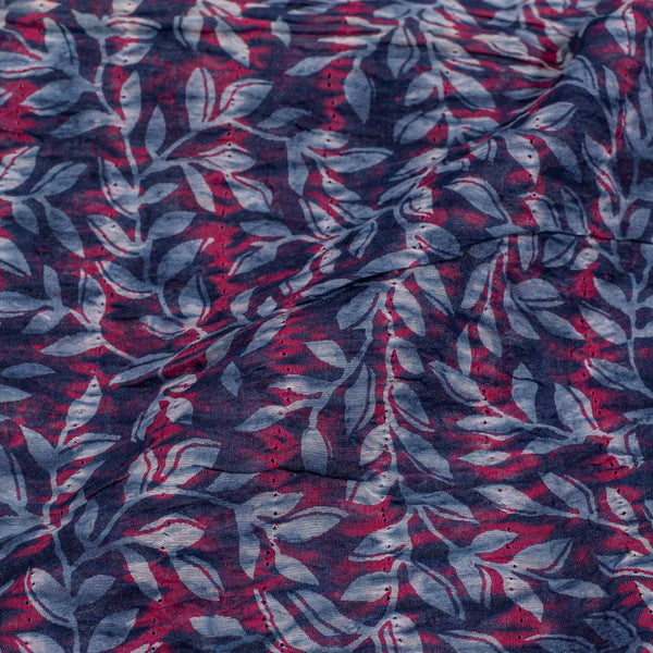 Indigo Colour Shibori Mono Chanderi Fabric Pre Cut Of 2.50 Meter Width 40 inches