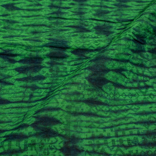 Green Colour Shibori Mono Chanderi Fabric Pre Cut Of 2.50 Meter Width 40 inches