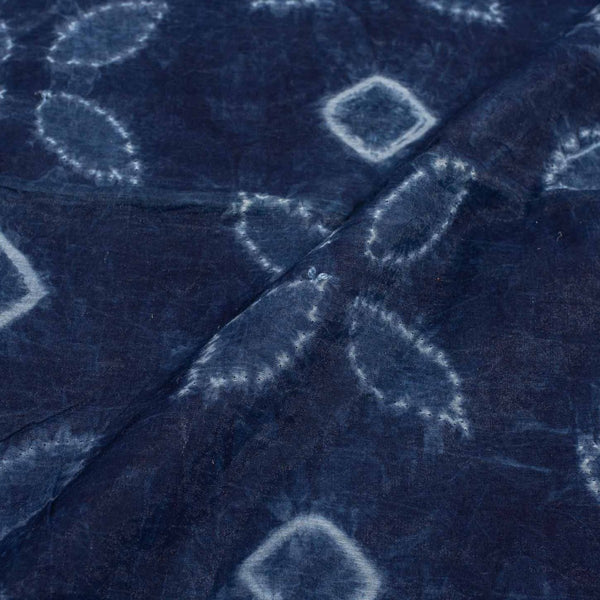 Indigo Colour Shibori Mono Chanderi Fabric Pre Cut Of 2.25 Meter Width 40 inch