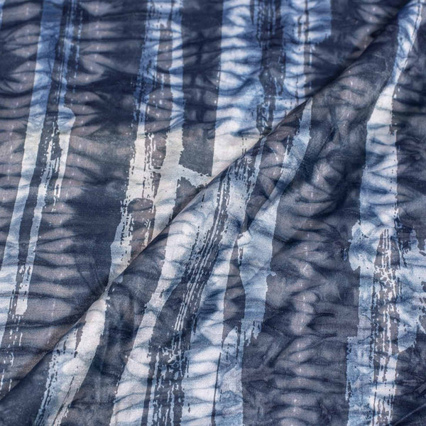 Indigo Colour Shibori Modal Satin Fabric Pre Cut Of 2.50 Meter Width 40 inch