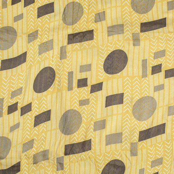 Lime Yellow Colour Discharge Print Rayon Dobby Fabric