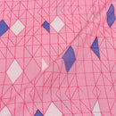 Pink Colour Discharge Print Rayon Dobby Fabric