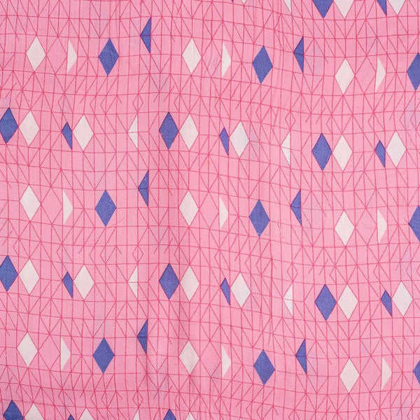 Pink Colour Discharge Print Rayon Dobby Fabric