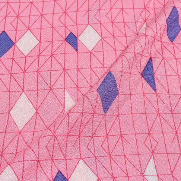 Pink Colour Discharge Print Rayon Dobby Fabric