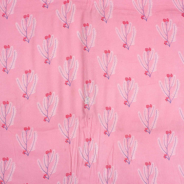 Pink Colour Discharge Print Rayon Dobby Fabric