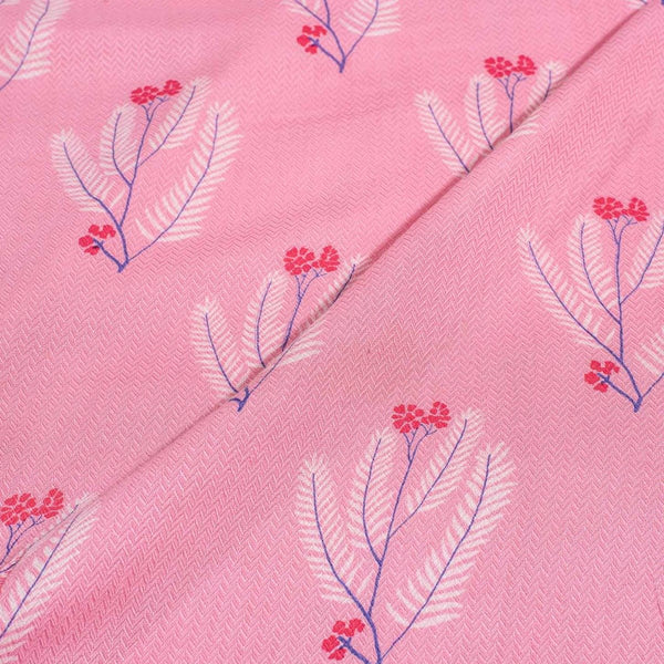 Pink Colour Discharge Print Rayon Dobby Fabric