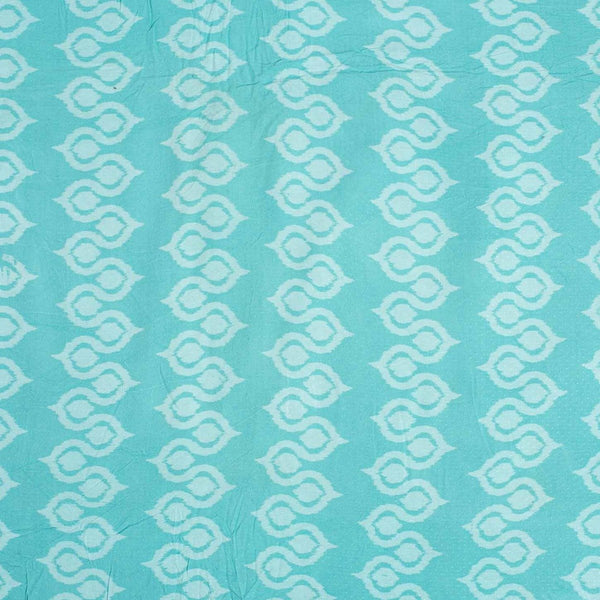 Sea Blue Colour Discharge Print Rayon Dobby Fabric