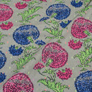 Grey Colour Floral Print Dobby Cotton Fabric