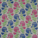 Grey Colour Floral Print Dobby Cotton Fabric