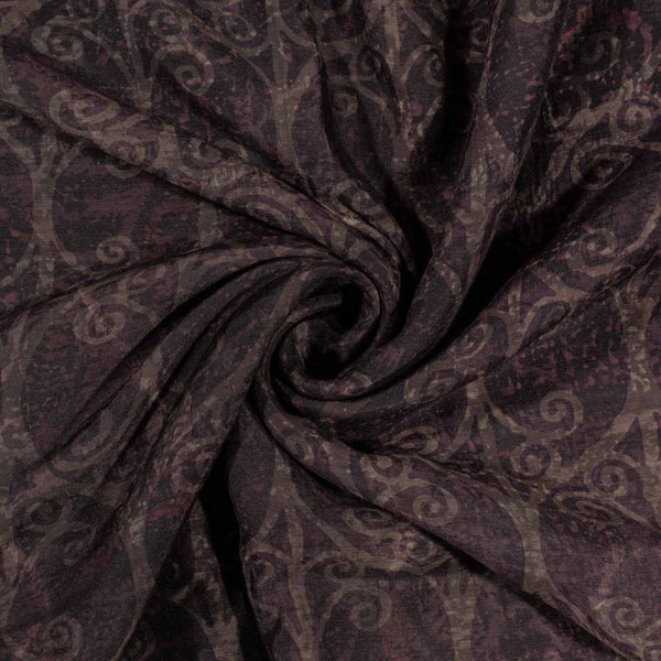 Burgundy Colour Bagru Dabu Hand Block Print Munga Feel Silk Fabric