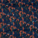 Indigo Colour Floral Block Print Cotton Modal Satin Fabric 42 inch Width 