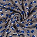 Grey Colour Geometric Block Print Cotton Modal Satin Fabric 42 inch Width 
