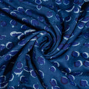 Indigo Colour Geometric Block Print Cotton Modal Satin Fabric 42 inch Width 