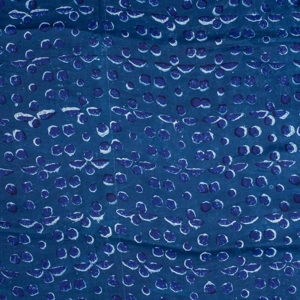 Indigo Colour Geometric Block Print Cotton Modal Satin Fabric 42 inch Width 