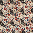 Off White Colour Bagru Block Print Cotton Modal Satin Fabric 42 inch Width 