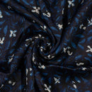Indigo Colour Jawtha Block Print Cotton Modal Satin Fabric 