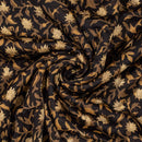 Carbon Black Colour Jawtha Block Print Cotton Modal Satin Fabric 