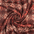 Brick Colour Bagru Block Print Cotton Modal Satin Fabric 