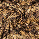 Mustard Brown Colour Bagru Block Print Cotton Modal Satin Fabric 