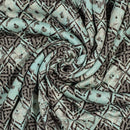 Aqua Colour Bagru Block Print Cotton Modal Satin Fabric 