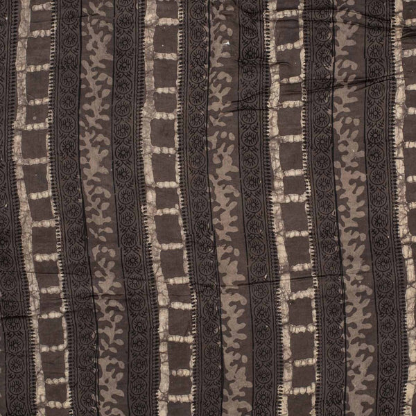 Cedar Colour Bagru Block Print Cotton Modal Satin Fabric 