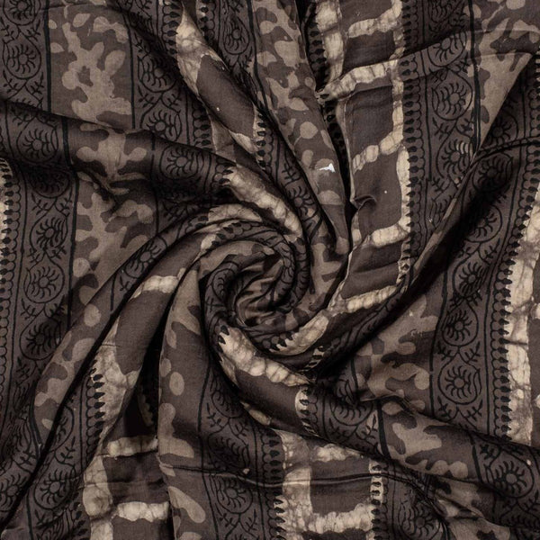 Cedar Colour Bagru Block Print Cotton Modal Satin Fabric 