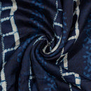 Indigo Blue Colour Bagru Block Print Cotton Modal Satin Fabric 