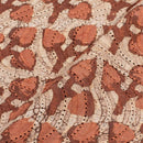 Brown Colour Dabu Print Chikan Inspired Machine Embroidered Cotton Fabric 42 inch Width